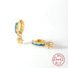 S925 Sterling Silver Egg Shaped Retro Asymmetric Ear Studs With Diamond Embedded Star Moon Dripping Oil Imitation Enamel