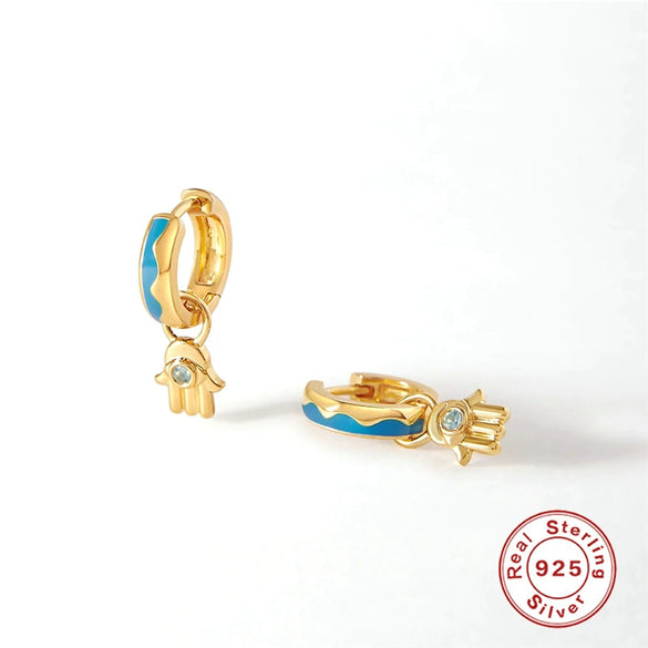 S925 Sterling Silver Egg Shaped Retro Asymmetric Ear Studs With Diamond Embedded Star Moon Dripping Oil Imitation Enamel