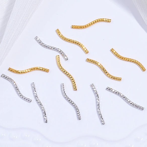 S925 Sterling Silver Elbow Pattern Diy Bracelet Necklace With Electroplating Curved And Straight Tube Sshaped Casing Star Design