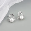 S925 Sterling Silver Electroplated Geometric Pearl Bead Earrings For Women Minimalist Fashion Jewelry Wholesale