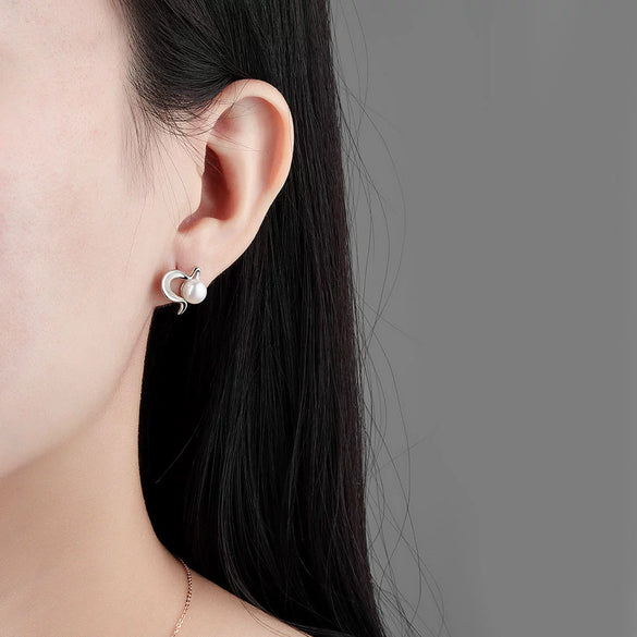 S925 Sterling Silver Electroplated Geometric Pearl Bead Earrings For Women Minimalist Fashion Jewelry Wholesale