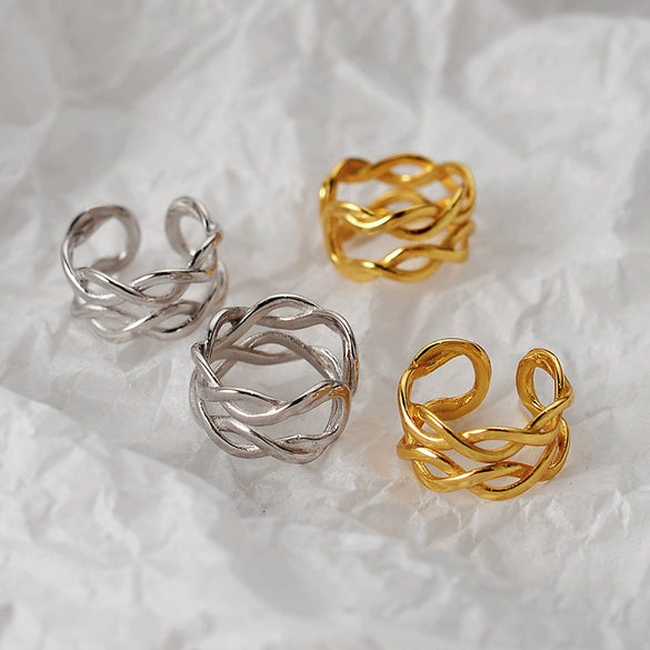 S925 Sterling Silver Electroplated Women's Doublelayer Winding Braided Ear Clip