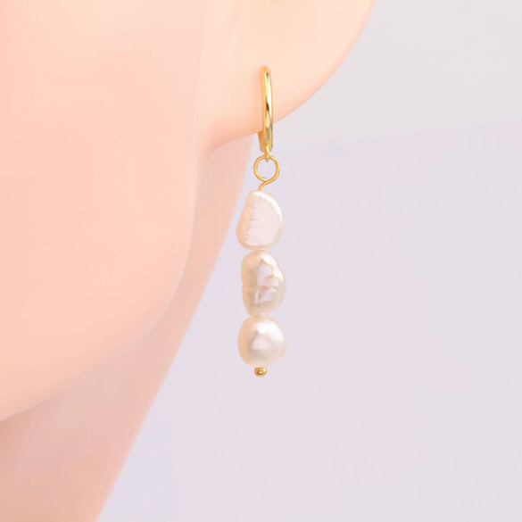 S925 Sterling Silver Elegant Baroque Pearl Earrings