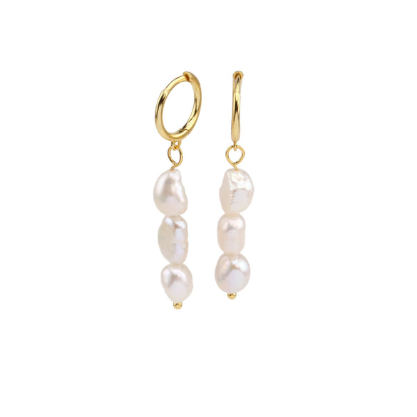 S925 Sterling Silver Elegant Baroque Pearl Earrings