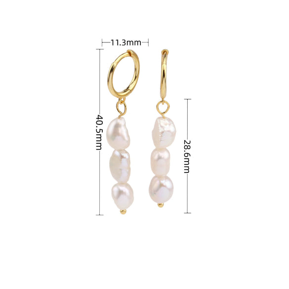 S925 Sterling Silver Elegant Baroque Pearl Earrings