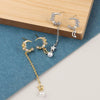 S925 Sterling Silver Elegant Simple Asymmetric Moon Pearl Tassel Earrings With Electroplated Geometric Design