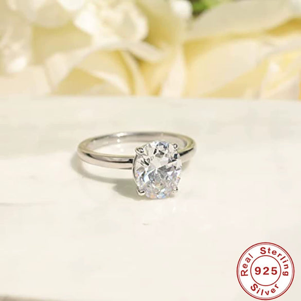 S925 Sterling Silver Engagement Ring With Oval Cut Square Crystal Zircon Cz For Wedding Promise