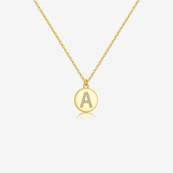 S925 Sterling Silver English Letter Round Pendant Necklace With Colorful Zircon Cross Chain Geometric Design Platinum Or 18K Gold Electroplating Unisex