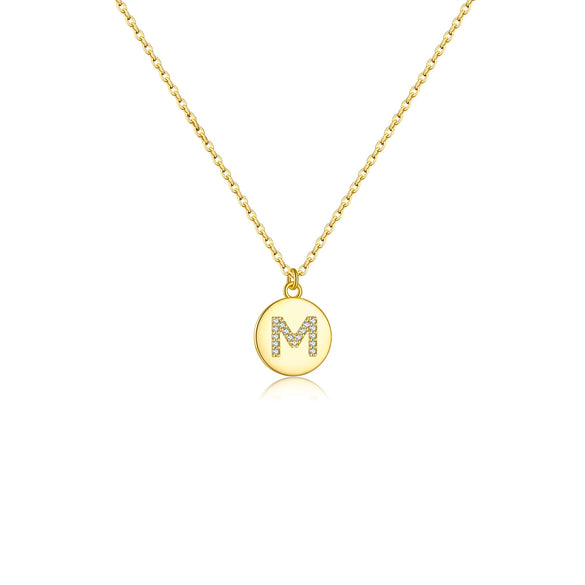 S925 Sterling Silver English Letter Round Pendant Necklace With Colorful Zircon Cross Chain Geometric Design Platinum Or 18K Gold Electroplating Unisex