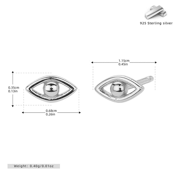S925 Sterling Silver Eyes Electroplated Small Fresh Women's Ear Jewelry