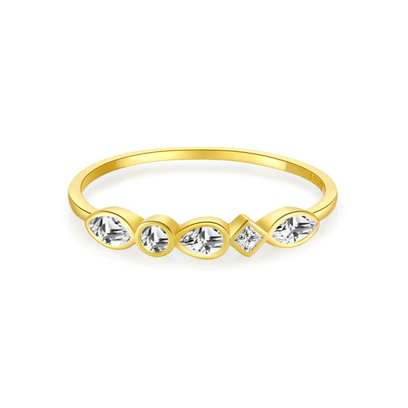 S925 Sterling Silver Fashion All Match Ring With Geometric Design And Electroplating Treatment For Women
