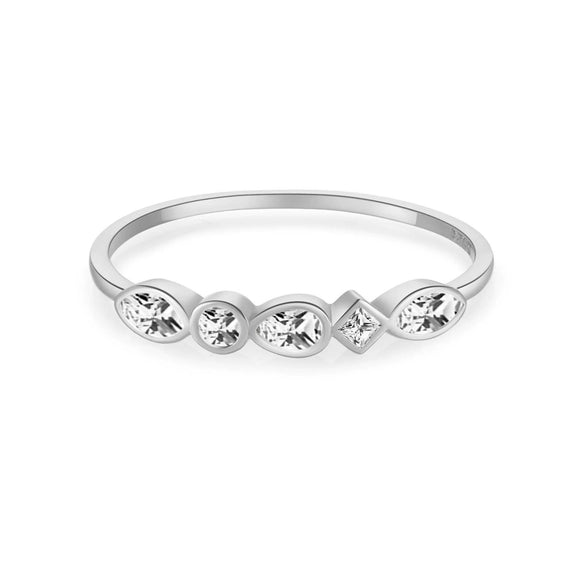 S925 Sterling Silver Fashion All Match Ring With Geometric Design And Electroplating Treatment For Women