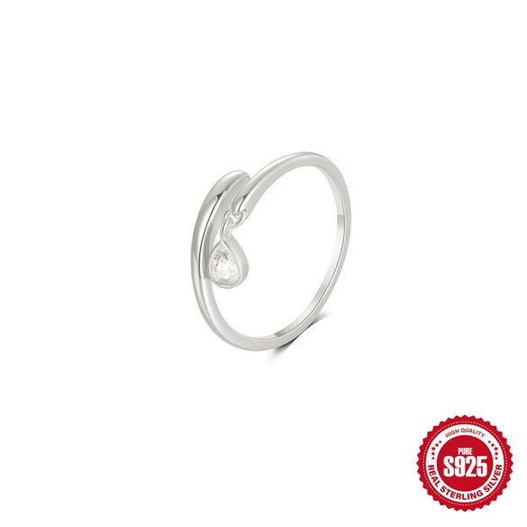 S925 Sterling Silver Fashion Classic Cross Crescent Diamond Opening Ring For Women With Geometric Design And Real Gold Electroplating