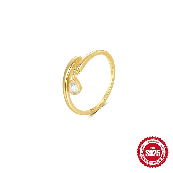 S925 Sterling Silver Fashion Classic Cross Crescent Diamond Opening Ring For Women With Geometric Design And Real Gold Electroplating