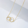 S925 Sterling Silver Fashion Simple Diamond Double Circle Double Ring Women's Clavicle Chain With Geometric Design