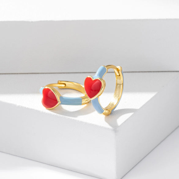 S925 Sterling Silver Fashion Trendy Geometric Heart Style Electroplated Women's Earrings