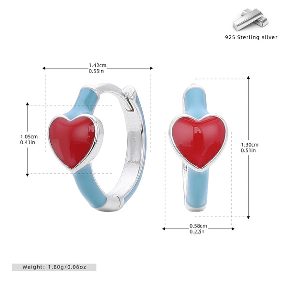 S925 Sterling Silver Fashion Trendy Geometric Heart Style Electroplated Women's Earrings