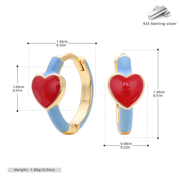 S925 Sterling Silver Fashion Trendy Geometric Heart Style Electroplated Women's Earrings