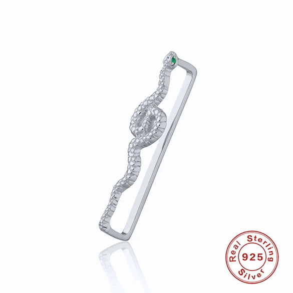 S925 Sterling Silver Fashionable All Match Snake Shaped Geometric Earmuffs For Adults Electroplated No Pierced Ears