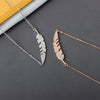 S925 Sterling Silver Feather Necklace With Full Stone Inlay Electroplated Cross Chain Elegant Clavicle Pendant Jewelry For Women