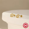 S925 Sterling Silver Five Petal Flower Hollow Electroplated Women's Earrings