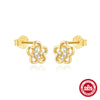 S925 Sterling Silver Five Petal Flower Hollow Electroplated Women's Earrings