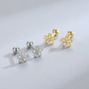 S925 Sterling Silver Five Petal Flower Stud Earrings With Diamond Inlay Mori Style Light Luxury Women's Jewelry