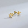S925 Sterling Silver Five Petal Flower Stud Earrings With Diamond Inlay Mori Style Light Luxury Women's Jewelry