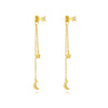 S925 Sterling Silver Five Pointed Star Moon Tassel Earrings With Geometric Design And Electroplating For Women