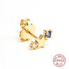 S925 Sterling Silver Fivepointed Star Geometric Twelve Constellation Birthday Stone Earrings With Electroplating