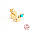 S925 Sterling Silver Fivepointed Star Geometric Twelve Constellation Birthday Stone Earrings With Electroplating