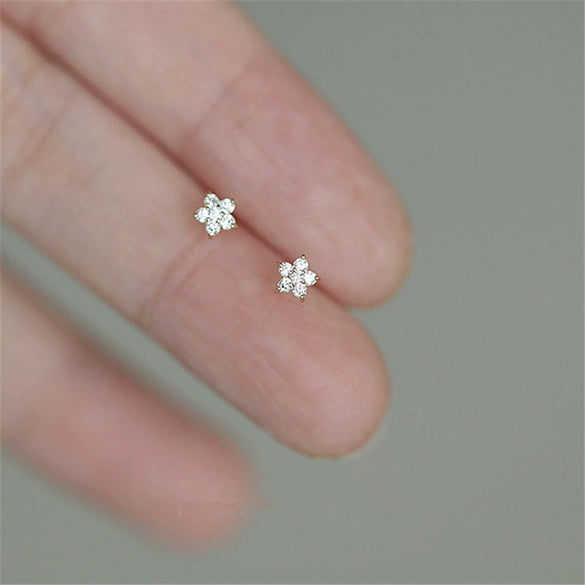 S925 Sterling Silver Fivepointed Star Women's Earrings Simple Style With Zircon