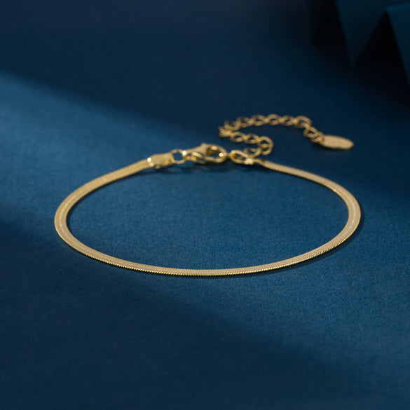 S925 Sterling Silver Flat Snake Blade Chain Ushape Geometric Light Luxury Electroplated Women's Bracelet