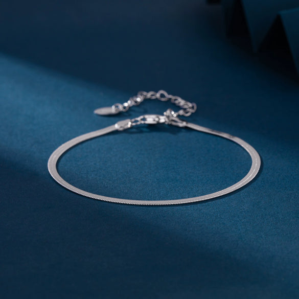 S925 Sterling Silver Flat Snake Blade Chain Ushape Geometric Light Luxury Electroplated Women's Bracelet