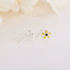 S925 Sterling Silver Flower Drop Earrings With Yellow Floral Details And Electroplated Finish For Women