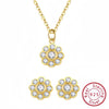 S925 Sterling Silver Flower Light Luxury Necklace Earrings