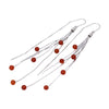 S925 Sterling Silver Flower Tassel Earrings Vintage Geometric Red Pomegranate Dangle Ear Line Earrings
