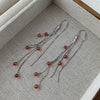 S925 Sterling Silver Flower Tassel Earrings Vintage Geometric Red Pomegranate Dangle Ear Line Earrings