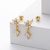 S925 Sterling Silver Flower Zirconium Electroplated Piercing Earrings For Women