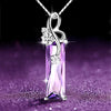 S925 Sterling Silver Four Leaf Clover Amethyst Diamond Ladies Necklace