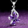 S925 Sterling Silver Four Leaf Clover Amethyst Diamond Ladies Necklace