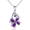 S925 Sterling Silver Four Leaf Clover Amethyst Diamond Ladies Necklace