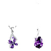 S925 Sterling Silver Four Leaf Clover Amethyst Diamond Ladies Necklace