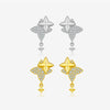 S925 Sterling Silver Four Mans Star Women's Earrings Electroplated Platinum 18K Gold Light Luxury Style