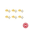 S925 Sterling Silver Fourclaw Diamondencrusted Geometric Earrings For Women With Electroplating Design Minimalist Style
