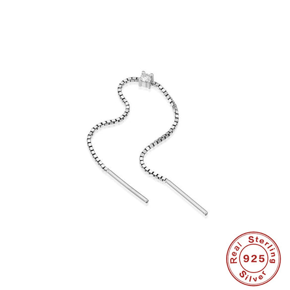 S925 Sterling Silver Fourclaw Diamondstudded Chain Tassel Earrings With Geometric Design And Real Gold Plating For Women
