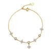 S925 Sterling Silver Fourleaf Clover Bracelet With Zircon 18K Gold Plated Flower Leaves Light Luxury Style