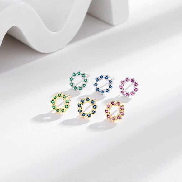 S925 Sterling Silver Fourleaf Clover Colored Diamond Women's Light Luxury Earrings