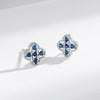 S925 Sterling Silver Fourleaf Clover Colored Diamond Women's Light Luxury Earrings