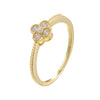 S925 Sterling Silver Fourleaf Clover Geometric Design Women's Ring
